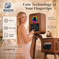 Photomaton haut de gamme pour événements d'entreprise XinChi, écran tactile 13,3 pouces, DNP QW410, bois massif