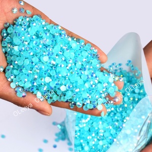 Strass en résine Oleeya en vrac, cristaux SS6-SS30, couleurs bleues, TRN Jelly, fond argenté, dos plat, couleurs AB, pour vêtements - Product Image 2