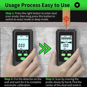 R&D New Stud Finder Wall <b>Cable</b> Wires Depth <b>Tracker</b> Metal Detector Electronic Backlit Black Green AC Wood Finder - Product Image 4