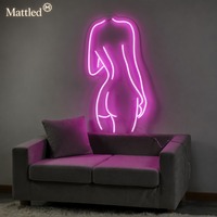 Luz de Neón Acrílica con Silueta de Cuerpo Femenino Estético, Letrero LED de Neón con Silueta de Mujer Sexy, Alimentado por USB, para Decoración de Paredes del Hogar y Hoteles