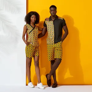 African print breathable ethnic factory outlet clothing couple african two piece set