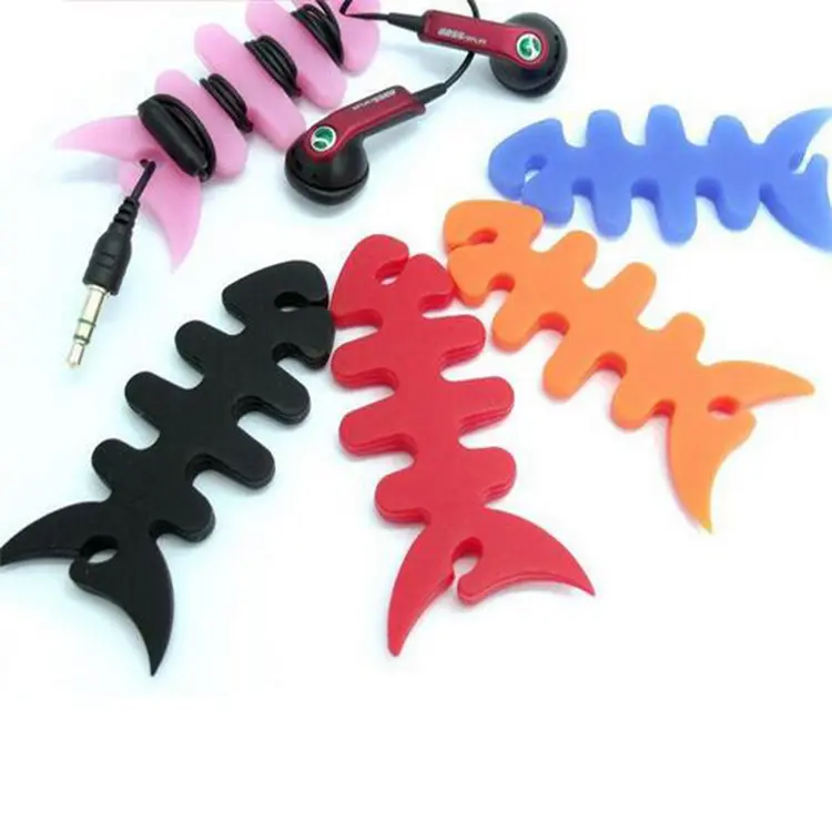 Fishbone Headphone Holder Wrap for Iphone,ipod, Mp3, Mp4 Player , Silicone Earphone Cable Winder