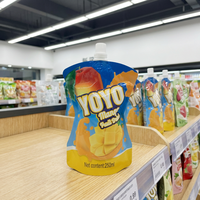 Staande drinkzak met tuit voor mangosap, fruitdrank, voedselveilig, op maat gemaakt, lekvrij, plastic zakken met tuit voor vloeistoffen
