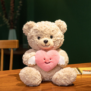 Boneka Beruang Plush Hadiah Valentine Custom Logo Pabrik OEM Dengan Hati Merah, Hadiah Hari Ibu, Mainan Hewan Boneka Valentine Lembut - Product Image 3