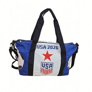 Custom Custom <b>Canvas</b> Soccer Travel Bag 2026 World Football Tournament Inspired Storage Tote <b>Backpack</b> Silk Screen Printed Hot - Product Image 1