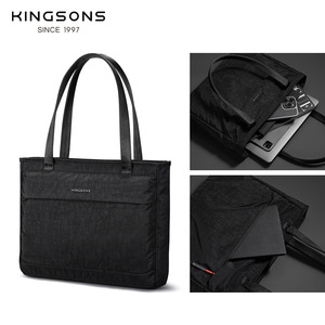 Kingsons Business Tote Bag 15 Inch Nylon <b>Laptop</b> Bag For Travel <b>Work</b> With Zipper Closure Solid Color <b>Backpack</b> Style - Product Image 3