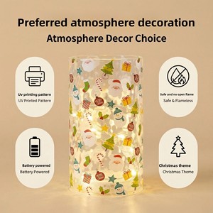 Bougie électronique lumineuse avec motif de bonhomme de neige de Noël imprimé UV, motif interchangeable, 75 fonctions - Product Image 3