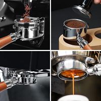 Porte-filtre à café expresso en métal avec poignée en bois à 3 oreilles, 51/54/58 mm, éco-responsable, pour Delonghi