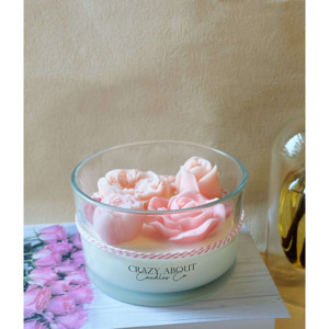 เทียนหอมกุหลาบในโหล ทำด้วยมือจากขี้ผึ้งถั่วเหลือง 16 ออนซ์ - Product Image 3