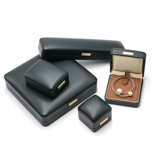 Wholesale Luxury Simple Custom Logo Gold Cardboard Set PU Leather Jewelry Box Earring Packaging Wedding <b>Ring</b> - Product Image 4