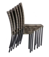 Ensemble de salle à manger de jardin en rotin moderne et confortable pour 6 personnes, mobilier d'extérieur pour les réceptions sur la terrasse et dans le jardin