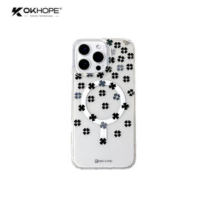 Okhope เคสโทรศัพท์แม่เหล็กลายดอกโคลเวอร์โชคดี IMD พร้อมจุดคริสตัลฝาปิดแบบกดสำหรับ iPhone 15 PRO MAX - Product Image 6