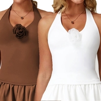 Débardeur de yoga pour femme à séchage rapide avec logo personnalisé, col halter, anti-choc, push-up, rembourré pour l'entraînement physique