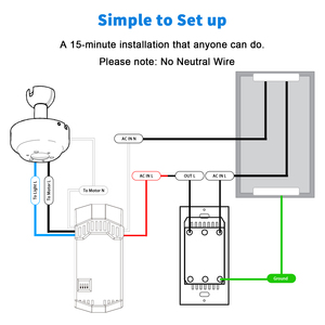 110v120v AC 60Hz Quạt Trần Tường chuyển đổi 3-tốc độ ánh sáng quạt điều khiển dây trung tính yêu cầu màu trắng - Product Image 6