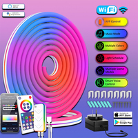 Tira de Luz LED RGB Inteligente con WiFi, IP67, Sincronización con Música, Silicona, Decoración para Dormitorio o Sala de Juegos, Control por Voz con Alexa