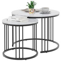 Ensemble de tables basses gigognes de luxe, 2 pièces, plateau rond en verre trempé, structure en métal doré, table d'appoint pour salon, meubles de maison