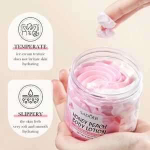 Loción Hidratante para Piel Seca de Marca Privada, Orgánica y Vegana, Mantecas Corporales Batidas con Aroma a Helado, Manteca Corporal Batida Blanqueadora de Miel y Melocotón - Product Image 3