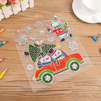 Personnalisé Joyeux Noël 3D Bulle Autocollant Gonflé Déco Halloween Journal Scrapbook Planificateur PVC Autocollants Pack Pour Enfants Artisanat Cadeau