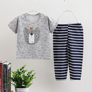 Oferta: Conjunto de Ropa de Verano para Bebés de 2 a 15 Años, <span class=keywords><strong>Manga</strong></span> <span class=keywords><strong>Corta</strong></span> y Pantalones Largos, Buen Precio, Algodón 100%, <span class=keywords><strong>Pijama</strong></span> Juvenil con Estampado de Dibujos Animados - Product Image 4