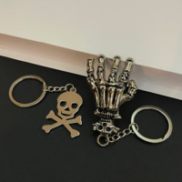 Porte-clés en métal style punk squelette, croix de mort, breloque de sac gothique, décoration d'Halloween, cadeau