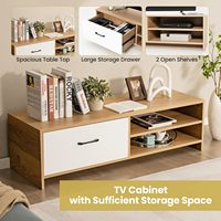 Meuble TV moderne de 55 pouces à 2 niveaux, meuble de divertissement en bois avec tiroir pour console de télévision de chambre à coucher