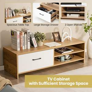 モダンな2層収納55インチテレビスタンド木製エンターテインメントメディアキャビネット引き出し付き寝室用テレビコンソールテーブル - Product Image 5