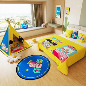 Ensemble de lit familial économique pour hôtel, cadre en bois durable, taille King avec tête de lit, pour mobilier de chambre d'hôtel 3 étoiles - Product Image 2