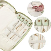 Pochette de voyage élégante et simple en PU avec fermeture éclair pour bijoux, organiseur portable pour boucles d'oreilles, bagues et colliers