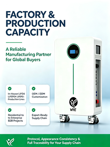 Batterie de stockage solaire domestique WHE avec garantie de 10 ans, 10 kWh, 15 kWh, 20 kWh, 51,2 V, LiFePO4, lithium-ion, hors réseau et hybride - Product Image 1