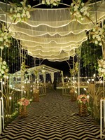 Rideau lumineux LED en organza pour fête de mariage, draperie de plafond ondulée blanc doux pour scène et toile de fond