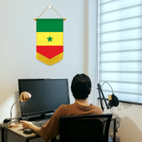 Drapeaux mini-guirlandes de voiture en gros 20x30cm Sénégal Décoration murale Petits ornements suspendus Impression numérique Matière satinée