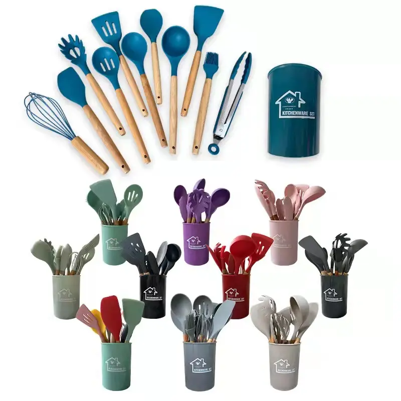 Durable Kitchen Accessories Tools Set Nonstick Silicone Cooking Utensils 12 Pieces