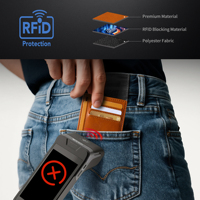 Porte-cartes RFID anti-vol en cuir huilé personnalisé, porte-cartes de crédit fin, portefeuille de poche avant avec fenêtre d'identification JIANJI à fermeture ouverte