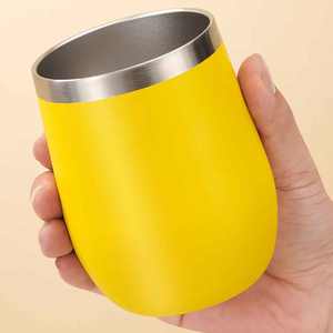 Vente en gros de tasses à café anti-fuite de 12 oz en acier inoxydable, gobelet à vin et à bière avec couvercle en plastique et poignée - Product Image 1