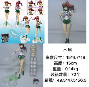 Figurine d'action Sailor Moon Anime 15cm Sailor <span class=keywords><strong>Pluto</strong></span> Setsuna Meioh Modèle de collection avec visages et mains interchangeables pour les fans Cadeau - Product Image 4