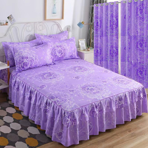 Wholesale Cheap Microfiber 5 Pieces <b>Bed</b> Skirt Set with Curtain king Size Bedding Set - Product Image 5