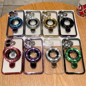 Da donna con placcatura magnetica a forma di piuma di diamante porta retro custodia <span class=keywords><strong>per</strong></span> <span class=keywords><strong>iPhone</strong></span> <span class=keywords><strong>11</strong></span> 12 13 14 15 16 Pro Max 16 Plus <span class=keywords><strong>Cover</strong></span> morbida in TPU - Product Image 2