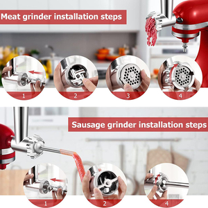 Kit d'accessoires pour <span class=keywords><strong>hachoir</strong></span> à viande en acier inoxydable de qualité alimentaire, sans revêtement, compatible <span class=keywords><strong>KitchenAid</strong></span>, lavable au lave-vaisselle - Product Image 6