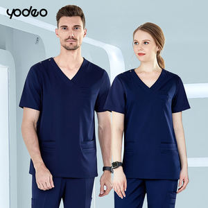 Setelan Scrub Medis Wanita 15 Warna Sepuluh Kantong Bahan Spandex/Polyester Kerah V Elastis Setelan Scrub Rumah Sakit Produsen Setelan Scrub - Product Image 5