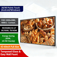 43/49/55/65 İnç Duvara Monte Ticari LCD Dijital Tabela Reklam Ekranı Alışveriş Merkezi için İnteraktif Dokunmatik Ekran