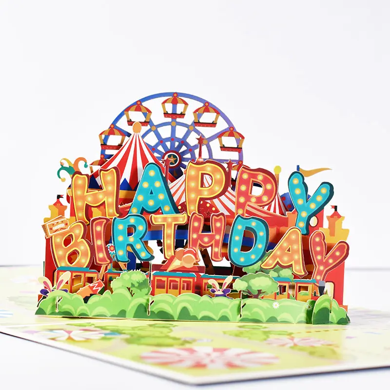 Custom Printed Wholesale Thank You Gift Cards 3D Pop-UP Happy Birthday Kids Greeting Cards Postcards Gifts with Envelope