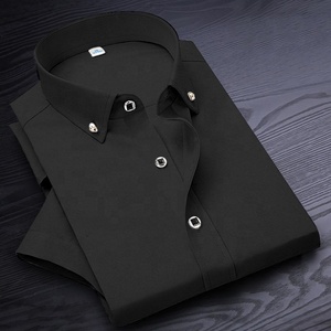High Quality Non-ironing <strong>Men</strong> Dress <strong>Shirt</strong> Short Sleeve New Solid Male Clothing Fit Business <strong>Shirts</strong> White Blue Navy <strong>Black</strong> <strong>Red</strong> - Product Image 2
