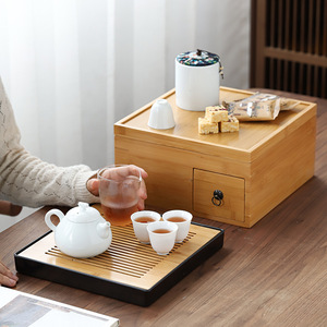 Japanese Style Multi Functional <b>Tea</b> Storage Box With Dry Brewing Tray Portable Kung Fu <b>Tea</b> <b>Set</b> For Household Afternoon <b>Tea</b> - Product Image 2