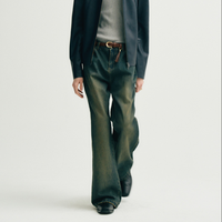 Jean baggy bootcut tendance 2026 pour homme, délavé effet vieilli, bleu, taille haute, pour usage quotidien