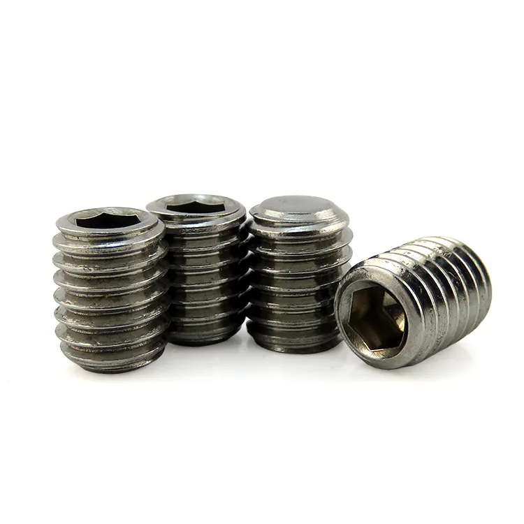 Tornillos de acero inoxidable DIN913 A2, punto plano, juego de tuercas hexagonales