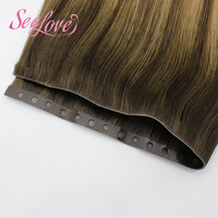 Extensions de cheveux humains vierges OEM Double Drawn Xo Weft Machine Weft Pu Wefts, couleur brun froid, type papillon, 30 pouces