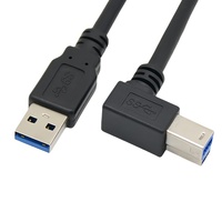 Kabel Pengisian Data USB 3.0 Sudut Siku Kecepatan Tinggi untuk Printer, Kabel Printer USB 3.0 Sudut Siku B Male OEM yang Dapat Disesuaikan