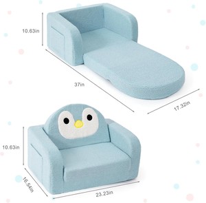 Canapé-lit pliable 2-en-1 en mousse souple pour tout-petits, idéal pour la maternelle (garçons et filles de 1 à 3 ans) - Product Image 5