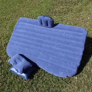 インフレータブルマットレスキャンプマットレス枕-電動エアポンプ植毛面ポータブルパッド付きのインフレータブル厚手の車のエアベッド