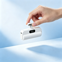 Mini batterie externe 22,5 W 5000 mAh avec support intégré, mains libres, design compact et léger, écran LCD, entrée/sortie Type-C